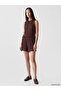 Brown Textured Women's Shorts with Elastic Waist