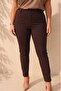 Women's Plus Size High Waist Double Button Slim Leg Crepe Stretch Woven Pants - 2
