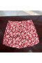 Red and White Abstract Print High-Waist Shorts
