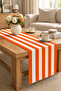 Orange and White Striped Modern Decorative Table Runner – Garden and Living Room Table Decor