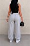 Two Pieces Black Gray Straight Leg Track Pants Baggy - 2
