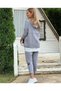 Women's Gray Hooded Skirt Detail Arma Reverse Stitching Look Double Set - 2