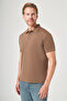 Brown Polo Collar Short Sleeve Relaxed Fit Flexible Non-Fraying Collar Technology T-Shirt 1011260