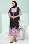 Black Half-Buttoned Layered Dress with Elastic Sleeves - 3