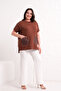 Women's Viscose Blouse with Leather Detail on Shoulders and Pockets - 4