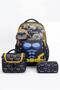 Set of 4, Boy's Patterned Primary School School Bag + Lunch Box + Pen Holder + Eraser Holder - 4
