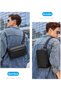 Golden Wolf Waist Bag Water Resistant Shock Proof Business Travel Crossbody Chest Bag with Built in Headphone Jack for Men Women, GXB00129, Black - 2