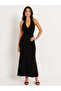 Women's Black Backless Double-Breasted Midi Dress