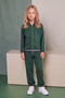 Girl's Stripe Detailed Zippered Hooded Double Pocket Tracksuit Set - 2