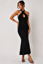 Women's Black Front Drop Midi Camisole Dress - 4