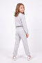 Girl's Round Collar Pocket Piping Detailed Plain Unprinted Elastic Cuffed Top and Bottom Tracksuit Set - 5