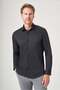Black Hard Collar Long Sleeve Pocketless Slim Fit Flexible Water Repellent Shirt 1004260234