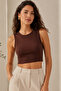 Women's 92% Cotton Crew Neck 2-Piece Sleeveless Crop Tank Tops - Stretchy & Soft Texture - 3