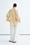 Women's Organic Cotton Striped Cape Blouse Silvery Yellow - 4