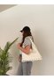 Women's White Large Size Shoulder Bag with Staple Detail, Soft Leather Look, Suitable for Daily University and Office Use, Hobo Bag - 3