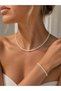 Oval Pearl Beaded Handmade Necklace Bracelet Set |   Minimal Elegant Women's Jewelry Set - 2