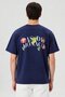 Men Crew Neck Short Sleeve Embroidered Logo T-Shirt, Blue - 5
