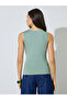 Green Sleeveless Tank Top with Buckle Detail - 5