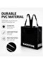 PVC Carry Tote Bag with Zipper, Lightweight Bag for Lunch and Daily Use, Black, 29 × 12 × 29 cm (Medium) - 5