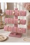 Suede 3-Tier Watch and Bracelet Stand – Velvet Covered Jewelry Organizer Pink - 2
