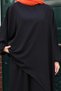 Women's Linda Fabric Asymmetrical Tunic Wide Leg Pants Oversize Hijab Suit 1231 Black - 2