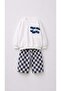 Boy's Slogan Printed 3-Yarn Fabric Undergarment Set - 2