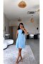 Baby Blue Basic Washable Fabric Dress - 4