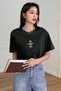 Women's Black the Power Printed Oversize T-Shirt - 4