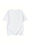 Women's White Figure Peace Printed Oversize T-Shirt - 2