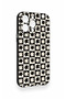 iPhone 13 Pro Max Compatible Floral Motif Checkered Pattern Silicone Case - 3