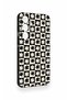 Samsung S25 Compatible Floral Motif Checkered Pattern Silicone Case - 3