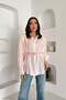 Women's Pink Modal Shirt with Belt, Buttoned Balloon Sleeves, Cuffed Long Sleeves