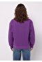 Regular Fit Zippered Embroidered Women's Purple Sweatshirt - 2