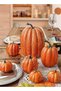 (eb109)Package of 8 Pcs Large Assorted Sizes Autumn Harvest Orange Artificial Pumpkins for Fall Halloween Thanksgiving Decorating Artificial Pumpkins Set, Assorted Sizes Fake Foam Pumpkins, - 6