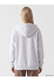 Özmarka New Season Gray Hooded Oversize Women's Zippered Sweatshirt - 4