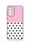 Samsung-A73 Compatible Pink Striped Polka Dot Patterned Silicone Case - 2