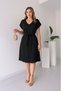 Women's Short Sleeve V-Neck Imported Linen Dress with Belted Waist