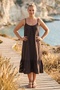 Brown Strapless Collar Skirt Ruffled Mesh Strap Casual Muslin Woven Dress 110 60 - 7