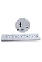 6 Way-Socket Extension Strip, White, Multi-Outlet Power Strip with Individual Switches Without Cable - 3