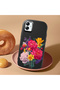 Samsung Galaxy A04E Compatible Case Camera Protector Black Silicone Couple Phone Case with Floral Pattern - 2