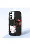 Samsung Galaxy S23 Fe Compatible Case Camera Protector Black Silicone Couple Phone Case with Kitty Pattern