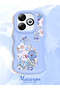 Infinix Hot 40I Compatible Case Camera Protector Blue Silicone Couple Phone Case Floral Pattern - 2