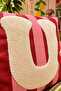 Punch Embroidered Throw Pillow Cover - 43*43 cm - Pink Letter U - Pnk001 - 2