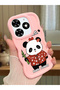 Tecno Spark 20C Compatible Case Camera Protector Pink Silicone Couple Phone Case Panda Pattern