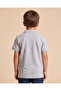 Boys Grey Melange Basic Polo T-Shirt - 4