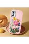 Oppo A54S Compatible Case Camera Protective Pink Silicone Couple Phone Case with Floral Pattern - 2