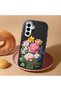 Samsung Galaxy A17 Compatible Case Camera Protective Black Silicone Couple Phone Case with Floral Pattern - 2