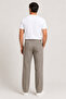 Men's Textured Fabric Straight Cut Linen Trousers 1864-Toprak - 3