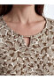 Original Oval Collar Patterned Blouse - 3