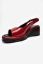 Orlena Red Patent Leather Genuine Leather Wedge Heeled Sandals - 6
